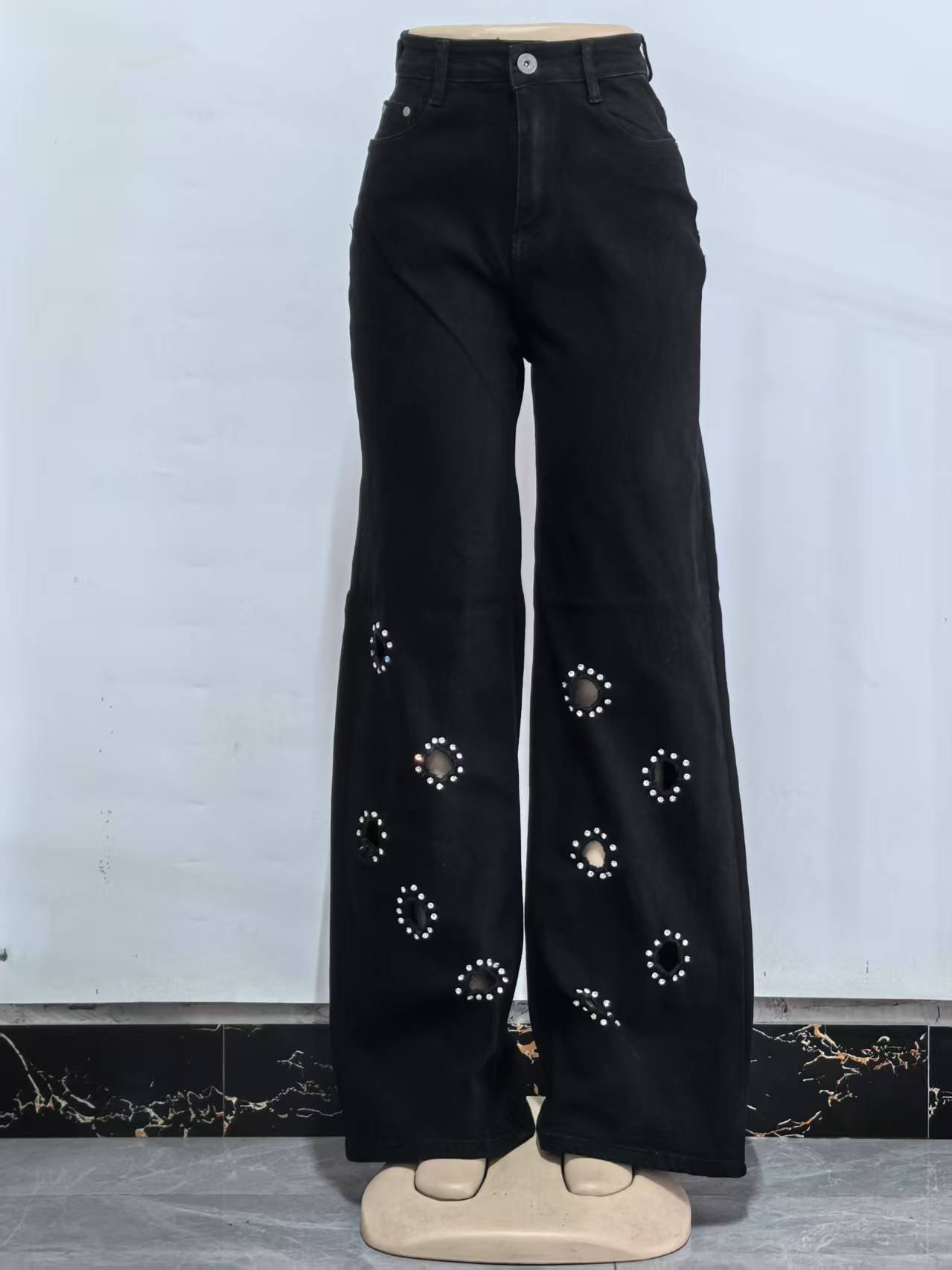 The Obsidian Star Embellished Wide-Leg Denim - Image 2
